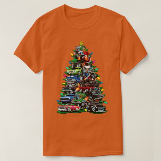 Car Madness Weihnachtsbaum Classic Muscle Cars und T-Shirt (Design vorne)