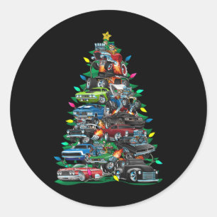 Car Madness Weihnachtsbaum! Muskelkater und Hotrop Runder Aufkleber