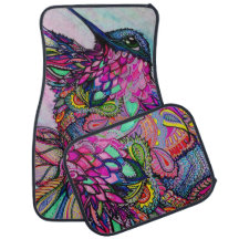 Car Mat Psychedelic Hummingbird Zen Tangle
