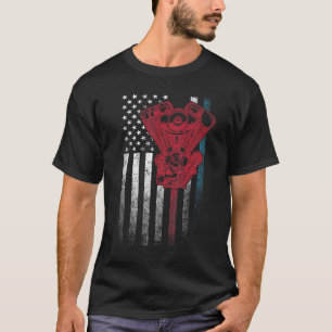 Car Mechanic 4. Juli Amerikanische Flagge USA T-Shirt