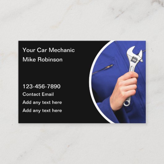 Car Mechanic Simple Business Cards Visitenkarte (Vorderseite)