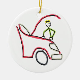 Car Mechanic Stickman Keramik Ornament