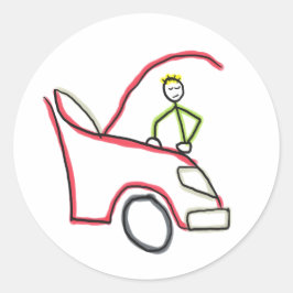 Car Mechanic Stickman Runder Aufkleber