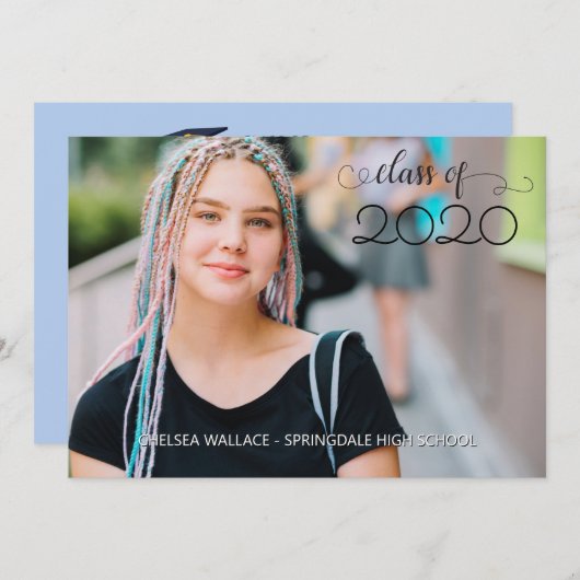 Car Parade Sky Blue Abschluss Einladung (Vorne/Hinten)