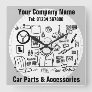 Car Parts & Accessories Quadratische Wanduhr