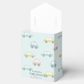 Car Pattern Blue Boy Baby Dusche Geschenkschachtel (Geöffnet)