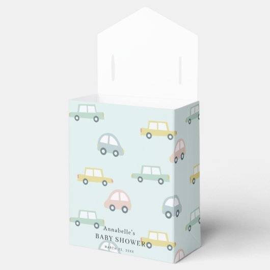 Car Pattern Blue Boy Baby Dusche Geschenkschachtel (Geöffnet)