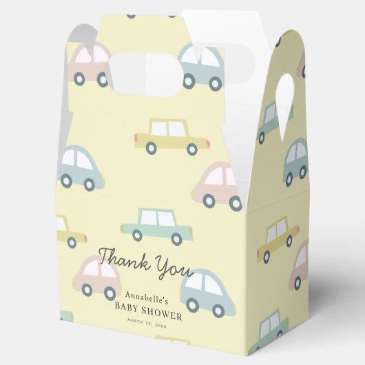 Car Pattern Yellow Girl Baby Dusche Box Geschenkschachtel (Geöffnet)
