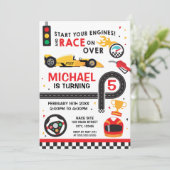 Car Racing Birthday kid Invitation Einladung (Stehend Vorderseite)