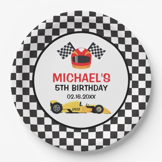 Car Racing Birthday Pappteller (Vorderseite)