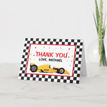 Car Racing Birthday Thank you card