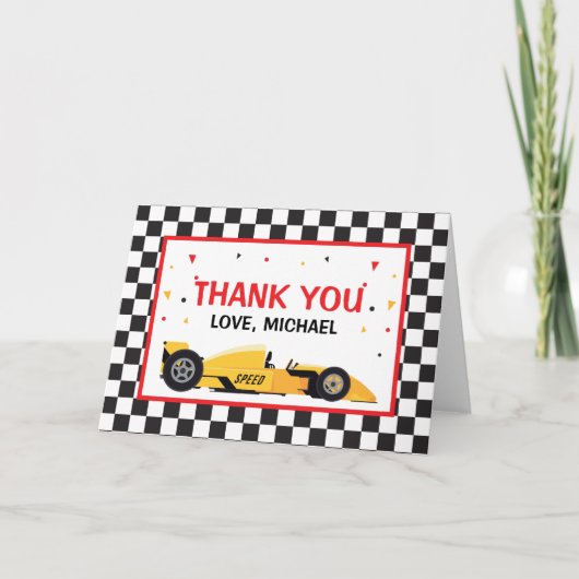 Car Racing Birthday Thank you card Dankeskarte (Vorderseite)