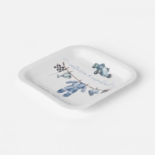 Car Racing Boy Baby Shower Pappteller (Gewinkelt)