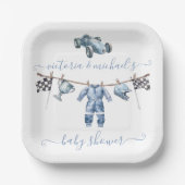 Car Racing Boy Baby Shower Pappteller (Vorderseite)
