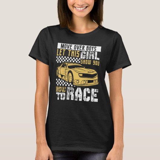 Car Racing Checkered Flag Automobile Female Motor T-Shirt (Vorderseite)