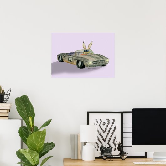 Car Racing Rabbit Poster (Heimbüro)