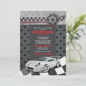 Car Racing Racecar Bar Mitzvah Einladung (Stehend Vorderseite)