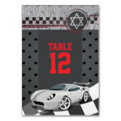 Car Racing Racecar Bar Mitzvah Tischnummer (Rückseite)