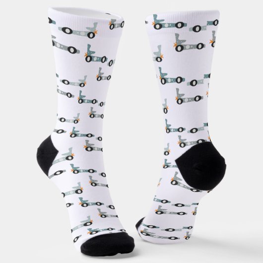 Car Racing Retro Race Pattern Socken (Gewinkelt)