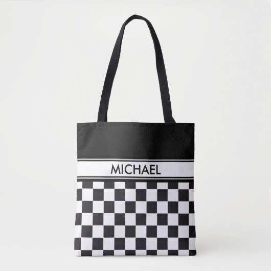 Car Racing / Schachmuster + Ihr Backgr. Ideen Tasche (Vorderseite)