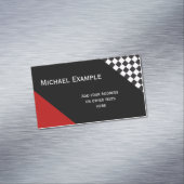 Car Racing / Schachmuster + Ihr Backgr. & Text Magnetische Visitenkarte (Beispiel)
