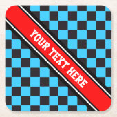 Car Racing / Schachmuster + Ihr Backgr. & Text Rechteckiger Pappuntersetzer (Vorderseite)
