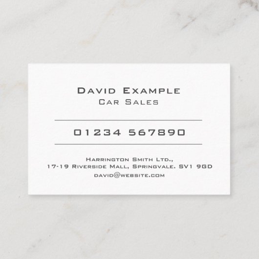 Car Sales Visitenkarte (Rückseite)