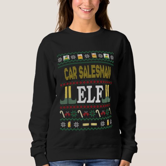 Car Salesman Elf  Christmas Sweatshirt (Vorderseite)