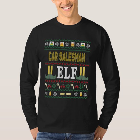 Car Salesman Elf Christmas T-Shirt (Vorderseite)