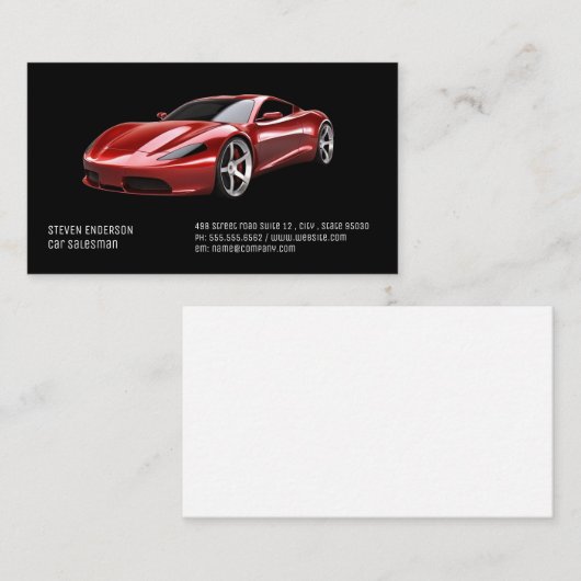 Car Salesman | Red Sports Car Visitenkarte (Vorne/Hinten)