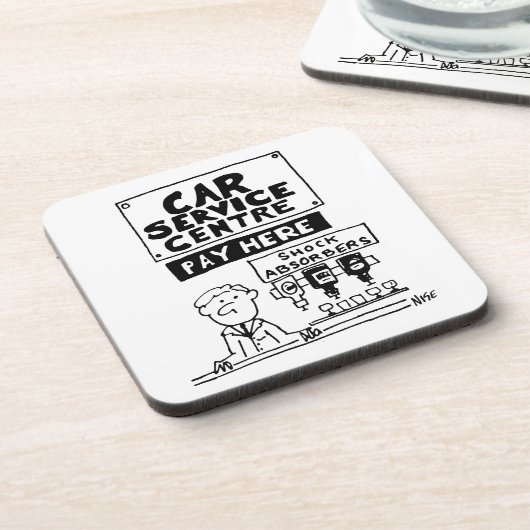 Car Service Center Mechanik und Stoßdämpfer Getränkeuntersetzer (Linke Seite)