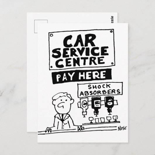 Car Service Center Mechanik und Stoßdämpfer Postkarte (Vorne/Hinten)