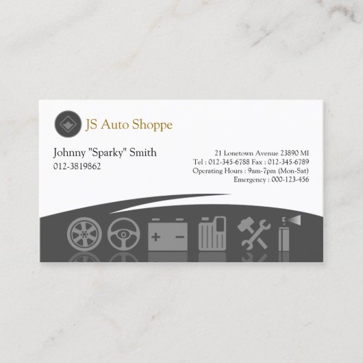 Car Service Icons Black Business Card Visitenkarte (Vorderseite)