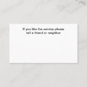 Car Service Uber Driver Business Cards Visitenkarte (Rückseite)