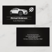 Car Services Wrench-Logo | Weißes Automobil Visitenkarte (Vorne/Hinten)