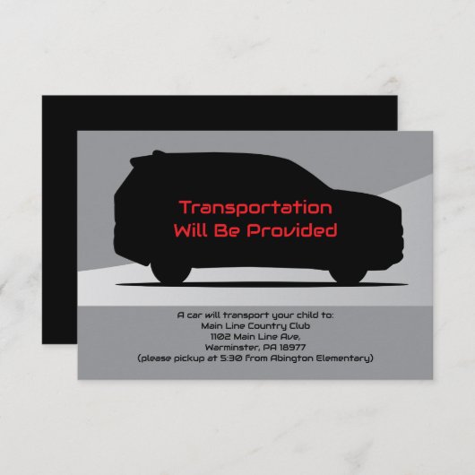 Car Servise Party Bus Card Transport SUV Begleitkarte (Vorne/Hinten)