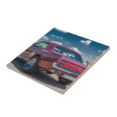 Car Sports Mustang Red Muscle Motor Gears Metal Fliese (Seite)