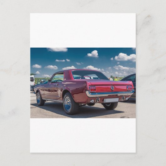 Car Sports Mustang Red Muscle Motor Gears Metal Postkarte (Vorderseite)