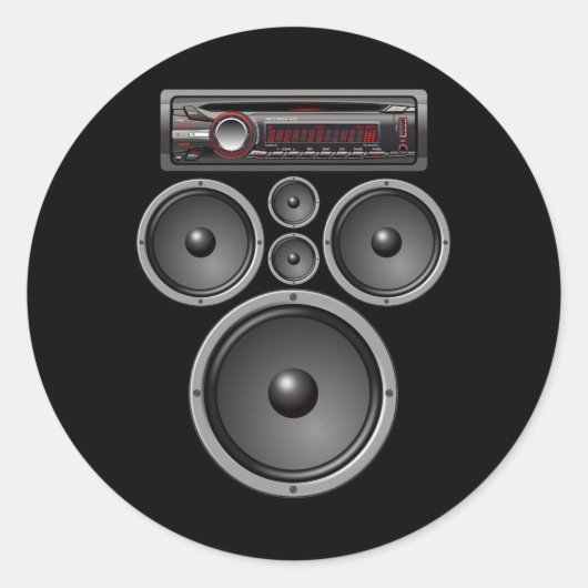 CAR STEREO LAUTSPRECHER SYSTEM AUDIO HALLOWEEN KOS RUNDER AUFKLEBER (Vorderseite)