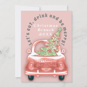 Car Truck Frohe Weihnachts-Brunch Abendessen Rose Einladung