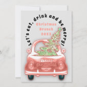 Car Truck Frohe Weihnachts Brunch Dinner Blush Einladung (Rückseite)