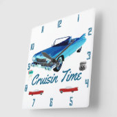Car Wall Clock der 50er Jahre Quadratische Wanduhr (Winkel)