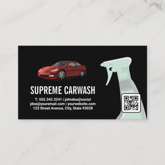 Car Wash | Auto-Detailinformationen | QR-Code Visitenkarte (Vorderseite)