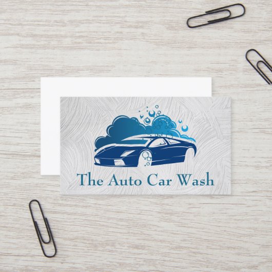 Car Wash | Blue Auto Clearing Logo Business Card Visitenkarte (Vorderseite/Rückseite Beispiel)