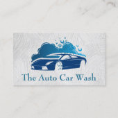 Car Wash | Blue Auto Clearing Logo Business Card Visitenkarte (Vorderseite)