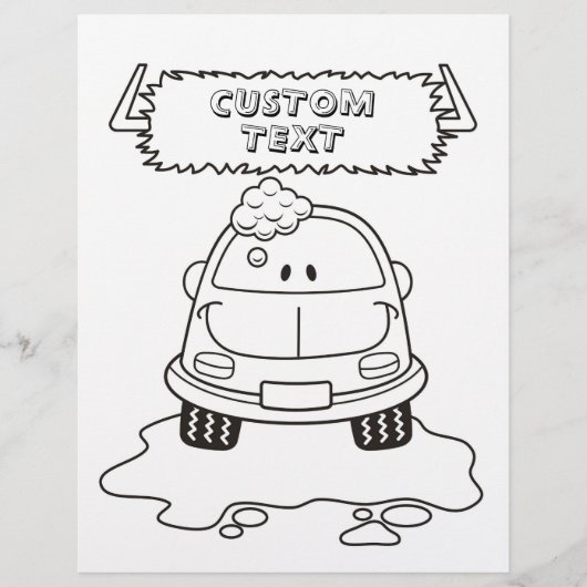 Car Wash Cartoon Colour Book Page (Vorderseite)