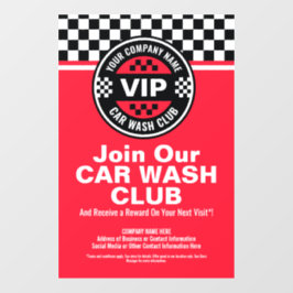 Car Wash Club - Racing Checkered Flag Prämien Fensteraufkleber