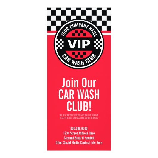 Car Wash Club - Racing Checkered Flag Prämien Werbekarte (Vorne)