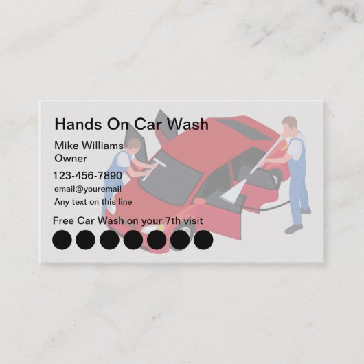 Car Wash Customer Loyalty Template Business Cards Visitenkarte (Vorderseite)