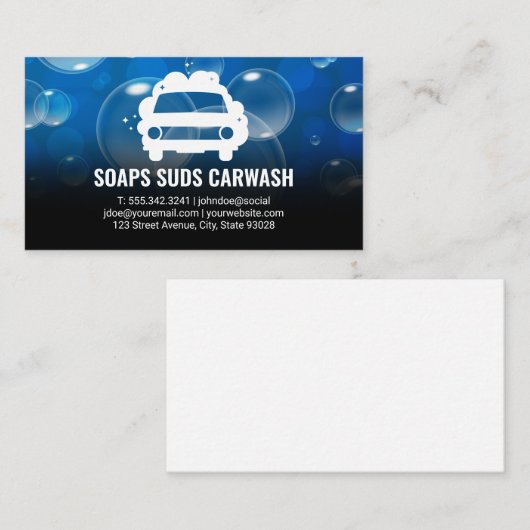 Car Wash Detection | Auto im Detail | Seifenblasen Visitenkarte (Vorne/Hinten)
